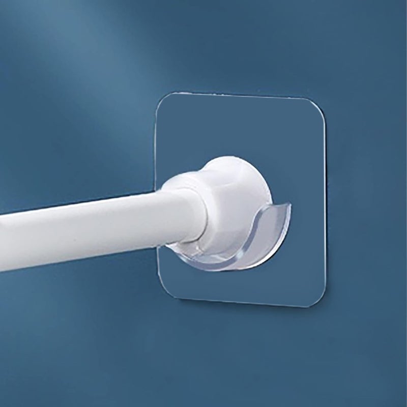 Venupple Spring Tension Rod Holder, 2 Packs 1.18 Inches Small Transparent Shower Rod Bracket No Drilling, Small Adhesive Tension Curtain Rod Retainer Shower Curtain Rod Holder - Image 1
